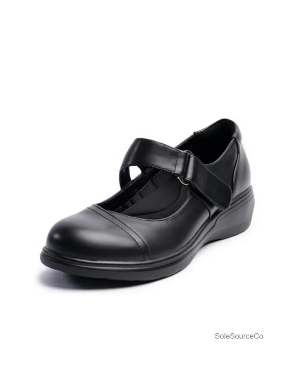 Women's Mary Jane Flats with Arch Support, Vegan PU Leather, Hook-and-Loop
